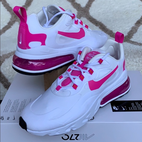 NIKE W AIR MAX 270 REACT WHITE/FIRE PINK-TEAM ORAN - Picture 5 of 16